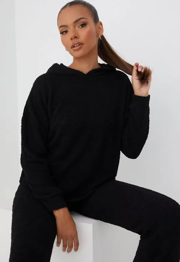 Only Onlfluffy L/S Hood Top Jrs Hoodies Black