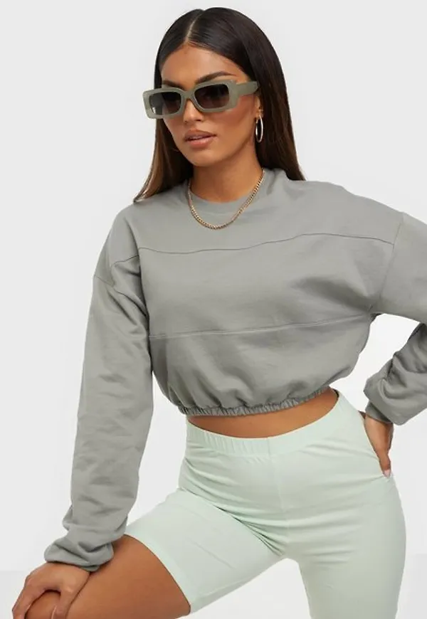 NLY Trend Athletic Cropped Sweat Sweatshirts Grå
