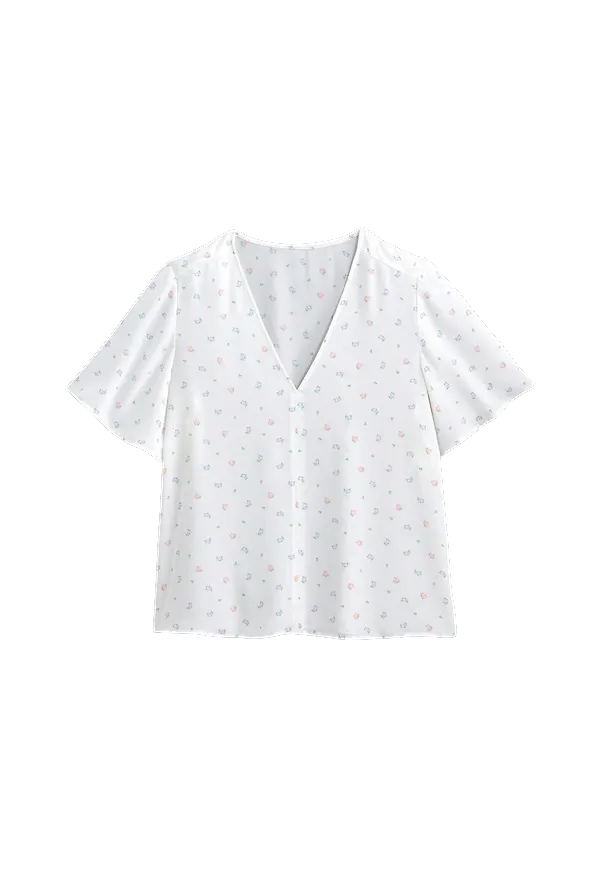 La Redoute - Småblommig blus med V-ringning - Multi