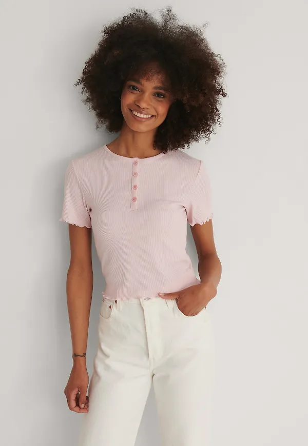 NA-KD Recycled Babylocktopp Med Kort Ärm Och Knappar - Pink