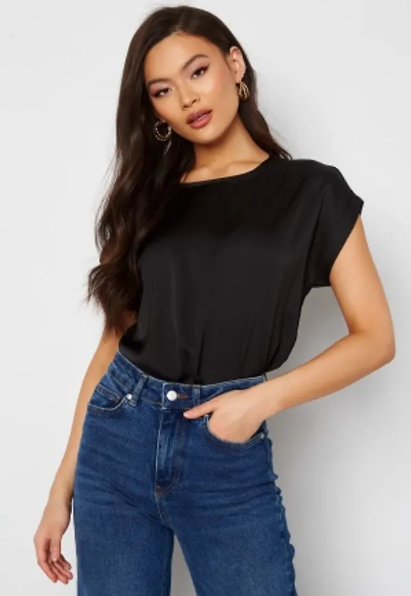VILA Ellette S/S Satin Top Black 38