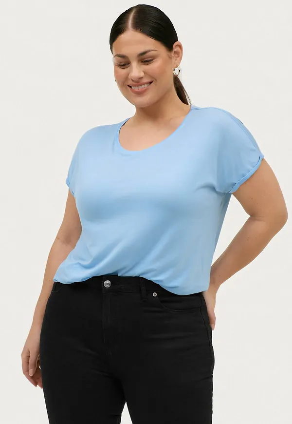 Vero Moda Curve - Topp vmAva Plain SS Top GA Curve Noos - Blå