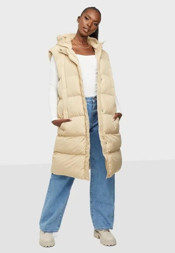 Missguided Recycled Longline Padded Gilet Västar Stone