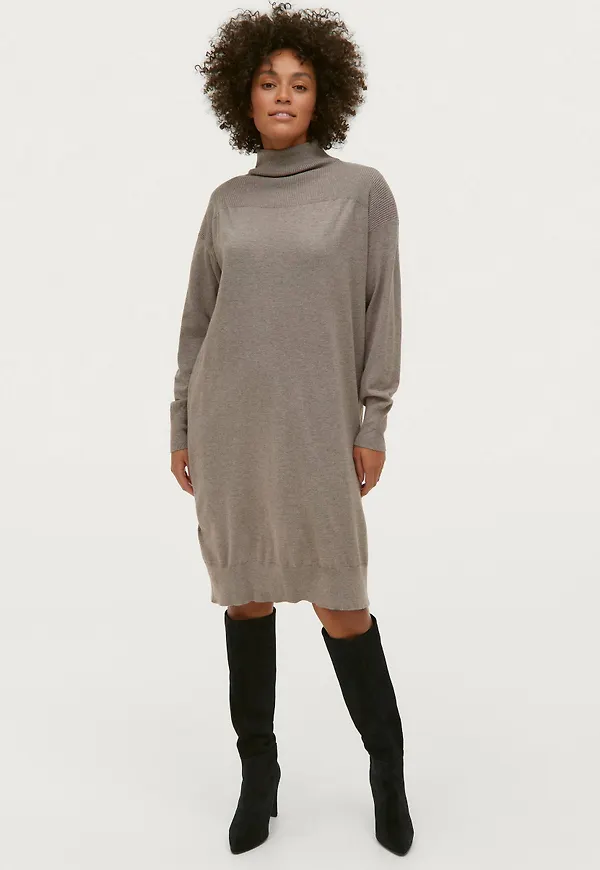 Saint Tropez - Stickad klänning CasandraSZ LS Dress - Beige