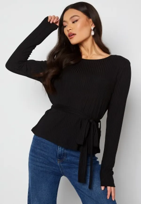 BUBBLEROOM Isla fine knitted top Black 2XL