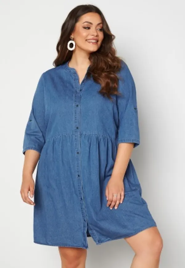 Only Carmakoma Chicago Life DNM 3/4 Dress Light Blue Denim 54