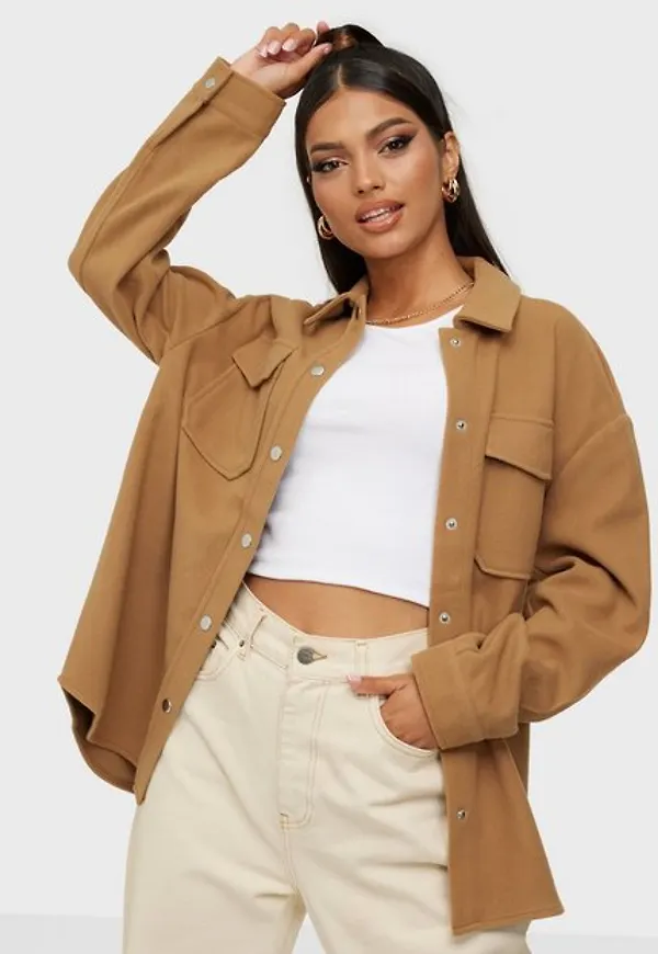 Only Onlmaci L/S Shacket Pnt skjortjackor Toasted Coconut