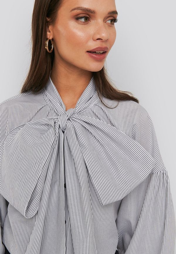 NA-KD Trend Puff Sleeve Pussy Bow Shirt - Multicolor
