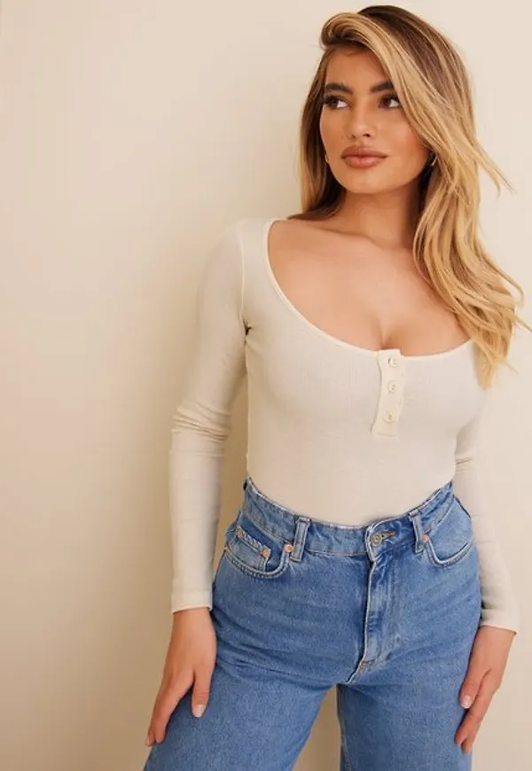 NLY Trend Button Up Bodysuit Bodys