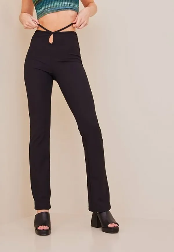 NLY Trend Crepe Tie Pants Byxor & Shorts Svart