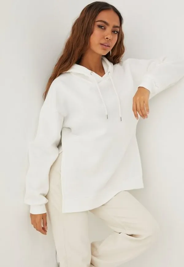 NLY Trend Side Slit Hoodie Tröjor Vit