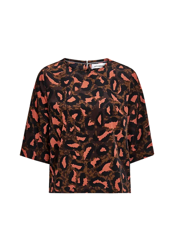 co'couture - Blus Debby Animal Blouse - Brun