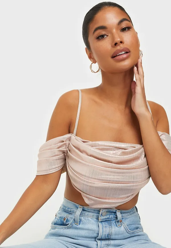 NLY One - Bodys - Drapy Shimmer Bodysuit - Toppar - bodys