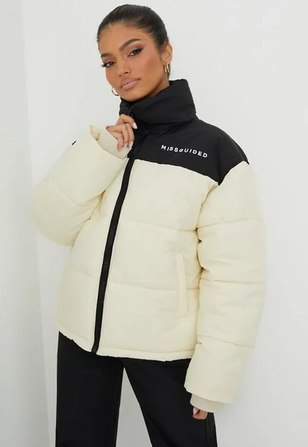 Missguided The Branded Colour Block Puff Dunjackor