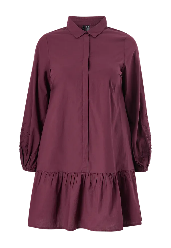 Vero Moda Curve - Klänning vmAbby LS Emb Above Knee Dress - Röd