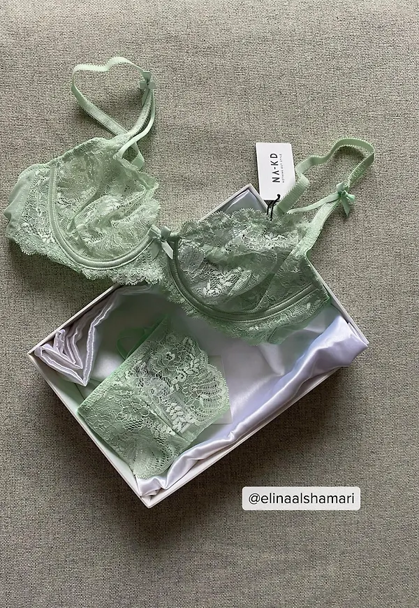 NA-KD Lingerie Kupad Bh Med Rosettdetalj - Green