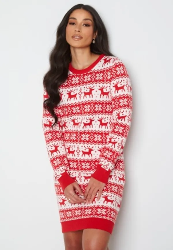 ONLY Xmas Pattern L/S Dress High Risk Red L