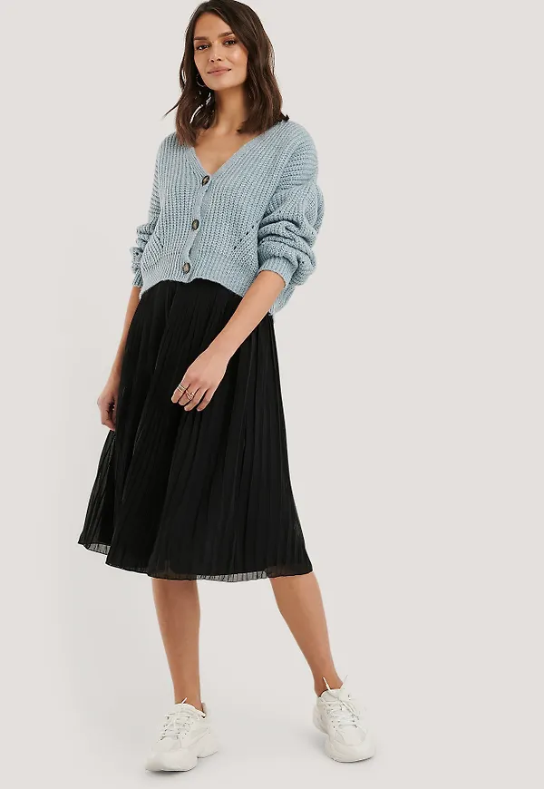 NA-KD Veckad Midikjol - Black
