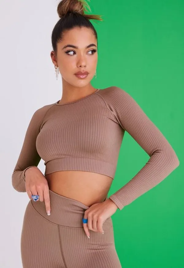 NLY Trend Athletic Seamless LS Top Långärmade toppar Nougat