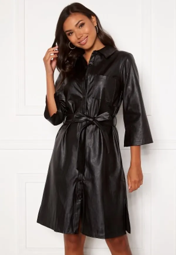 DRY LAKE Gullis Dress 027 Black Faux Leath XS