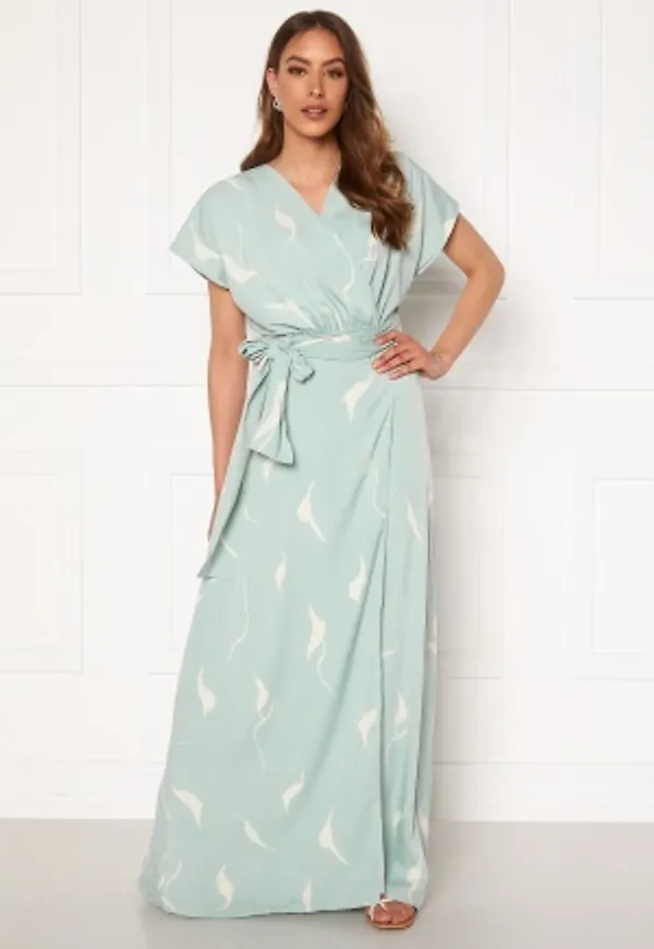 DRY LAKE Floral Long Dress 841 Mint White Wave XS