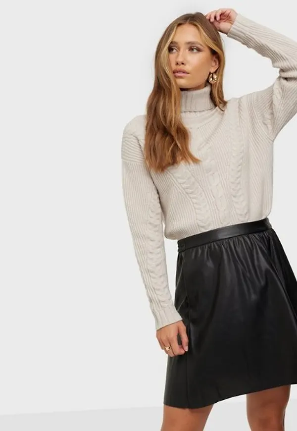 Vila Vipen Coated Rw Skater Skirt - Noos Minikjolar