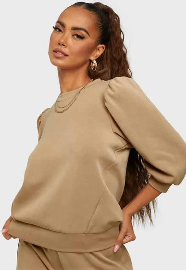 Selected Femme Slftenny 3/4 Sweat Top Noos Sweatshirts Tannin
