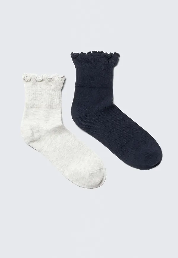 2-pack Frill Edge Cotton-Blend Socks