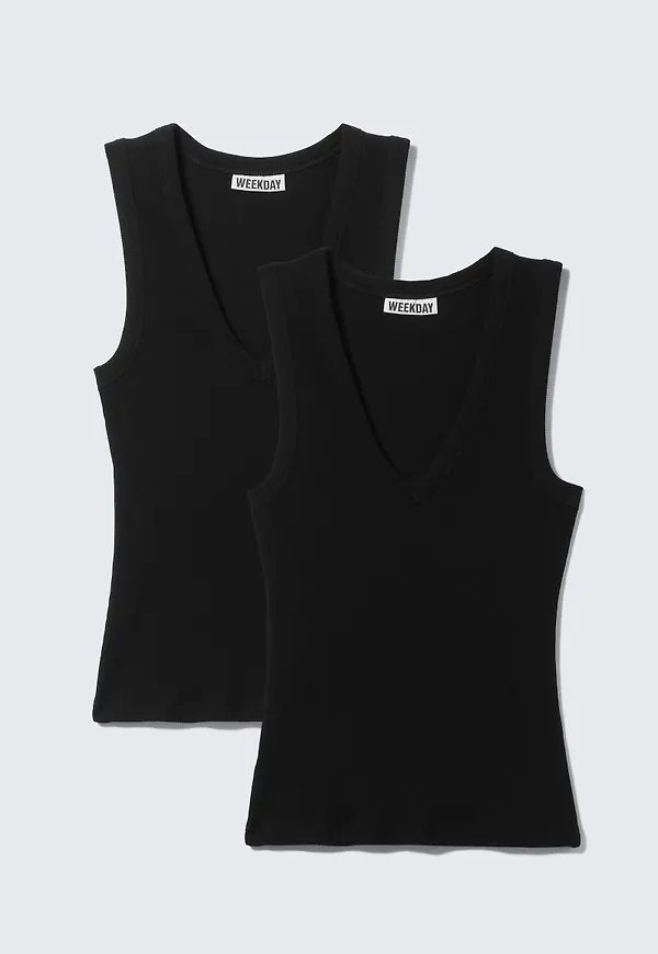 2-pack Ribbed V-neck Tank Top
