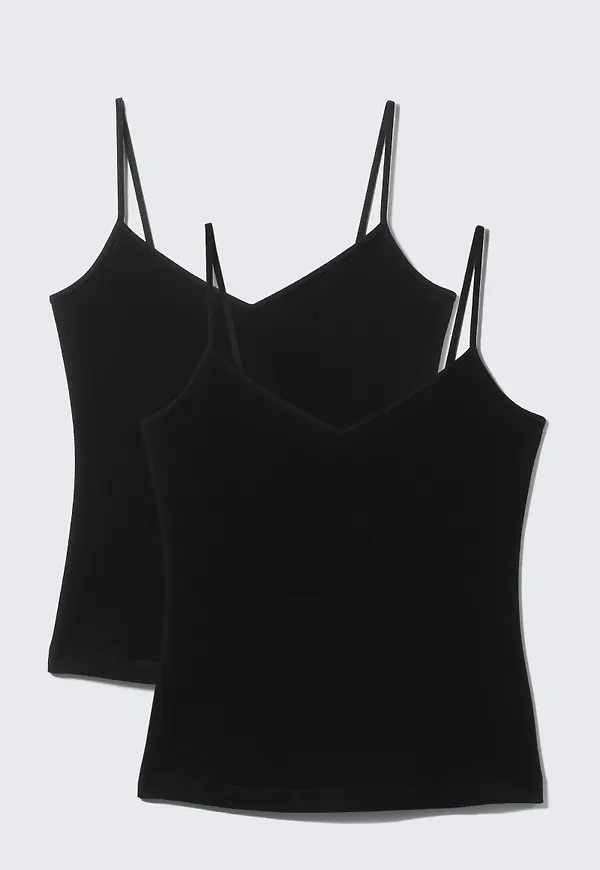 2-pack Slim V-neck Cotton Singlet