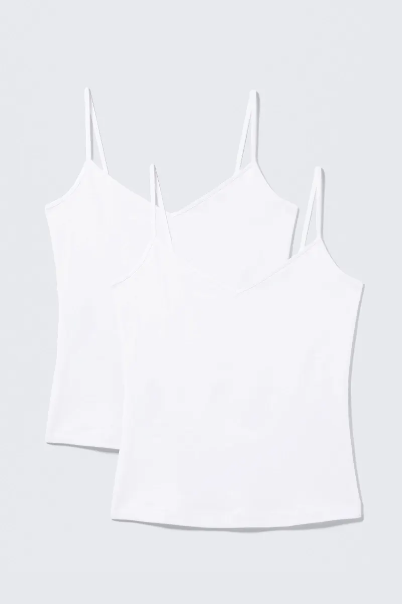 2-pack Slim V-neck Cotton Singlet