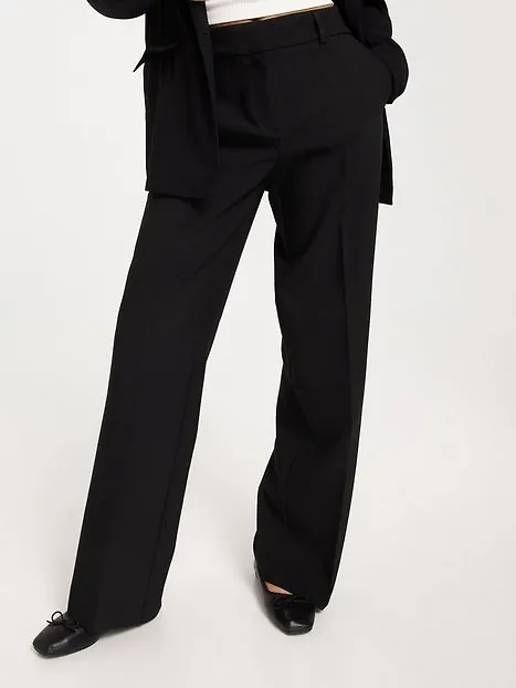 Selected Femme Slfrita Mw Wide Pant Black B Noos Byxor Black