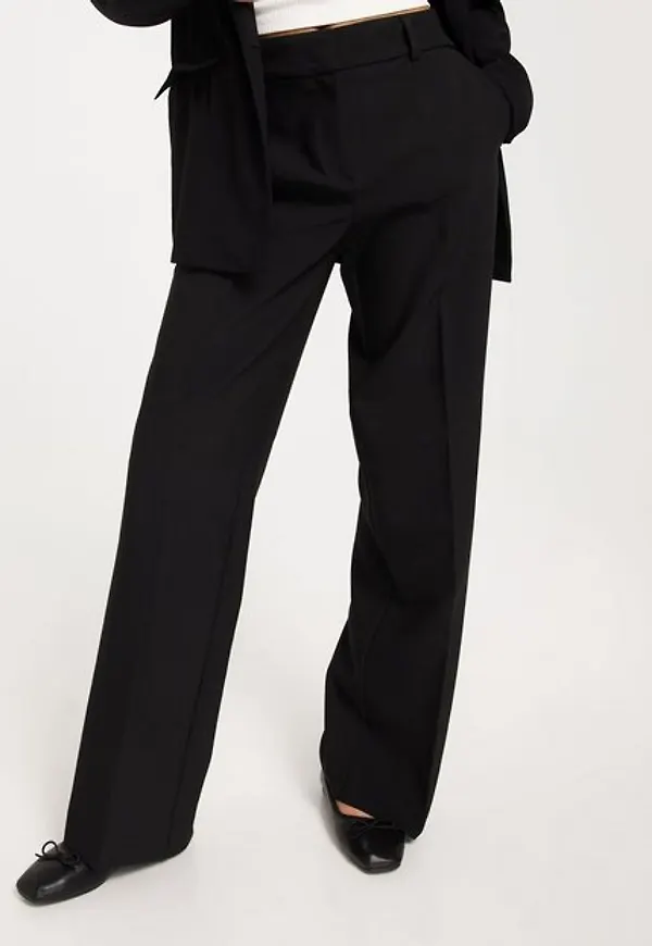 Selected Femme Slfrita Mw Wide Pant Black B Noos Byxor Black