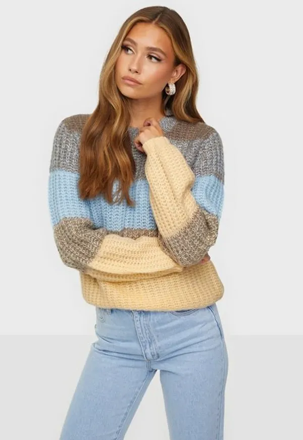 Pieces Pcena Ls O-Neck Wool Knit Bf Bc Stickade tröjor