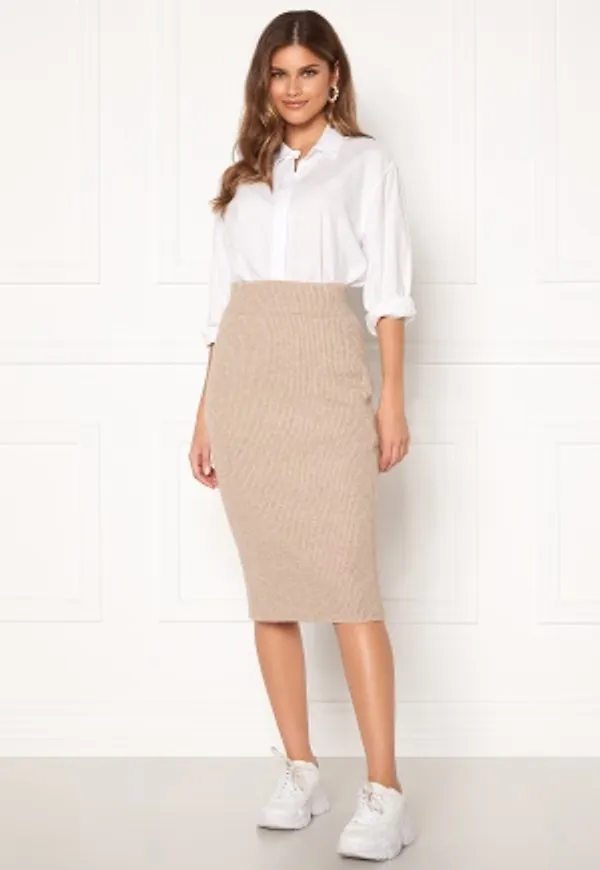 VILA Ril Knit HW Pencil Skirt Natural Melange S