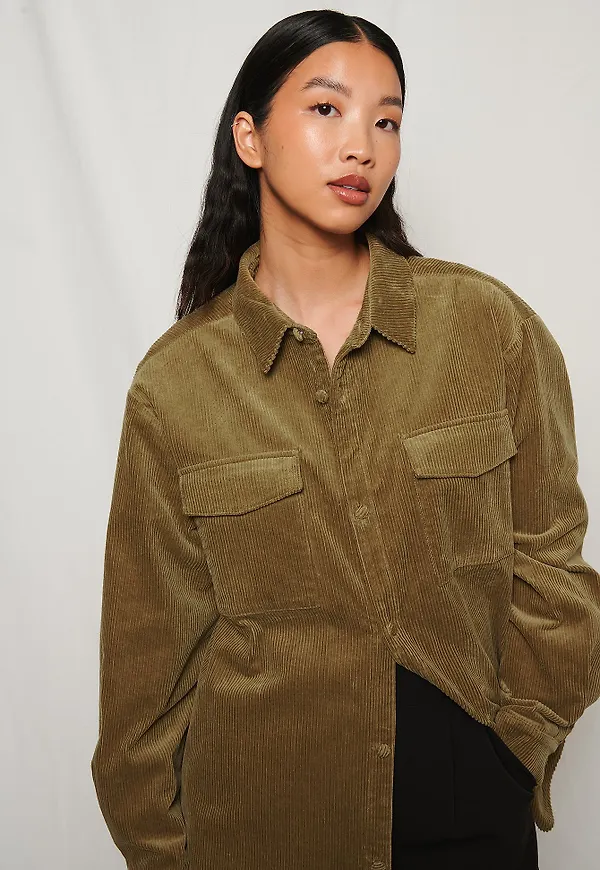 NA-KD Oversized Manchesterskjorta - Green