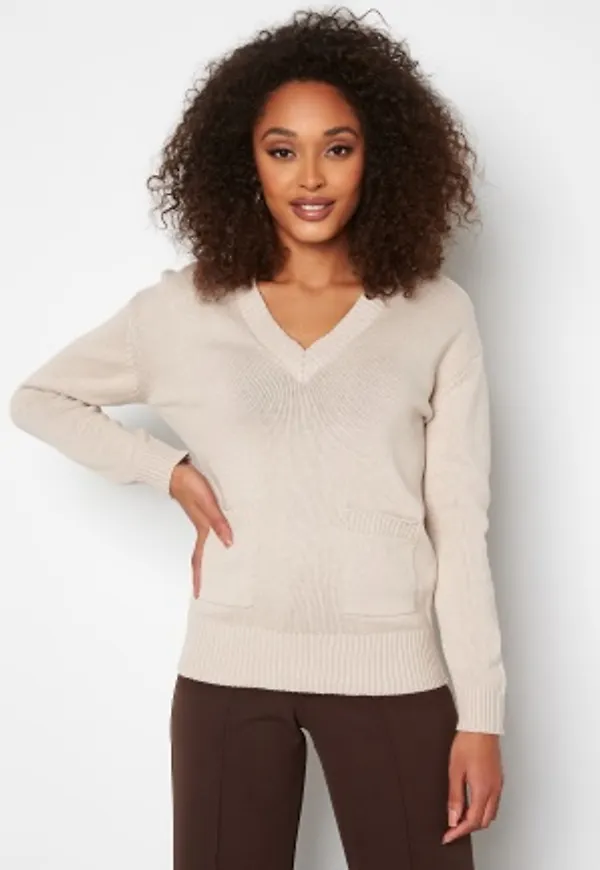 Happy Holly Maiken fine knitted sweater Light beige 52/54