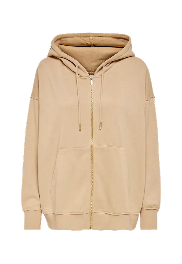Only - Sweatshirt onlFeel Life L/S Zip Oversize Hood - Beige