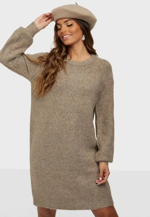 Only Onlzolte L/S Dress Cc Knt Loose fit dresses Taupe Gray W. Melange