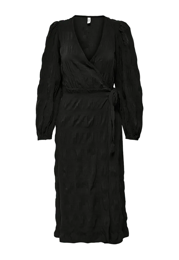 Only - Omlottklänning onlDion L/S Wrap Calf Dress - Svart