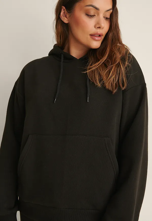 NA-KD Basic Ekologisk borstad hoodie - Black