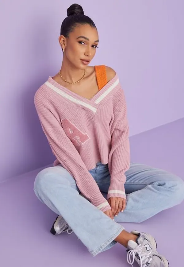 Only Onlcoleen L/S V-Neck Pullover Knt Stickade tröjor Bleached Mauve W. Cloud Dancer