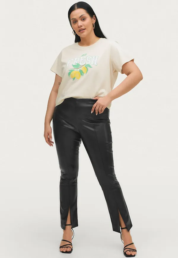 Vero Moda Curve - Byxor vmSolaslit HW Coated Legging Curve - Svart