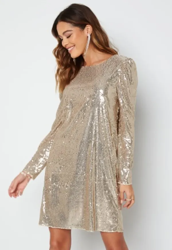 ONLY Twinkly L/S Sequin Dress Humus S