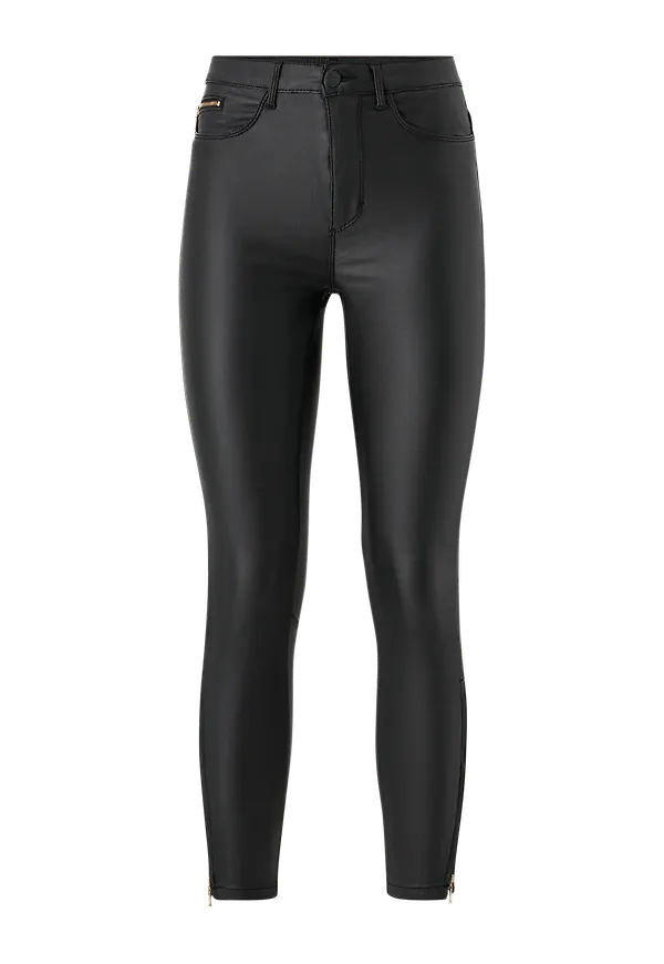 Only - Byxor onlRoyal HW Coated Ankle Zip Pant - Svart