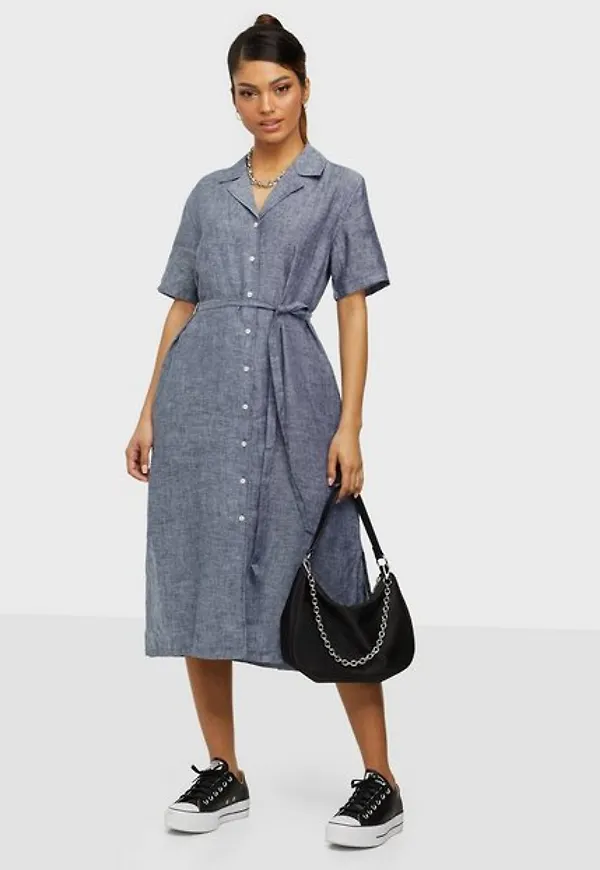 Gant D2. Linen Chambray Ss Shirt Dress Loose fit dresses