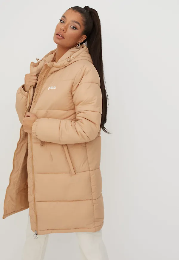 Fila - Dunjackor - Cuban Sand - EMBLA long hooded puff jacket - Jackor - Down jackets