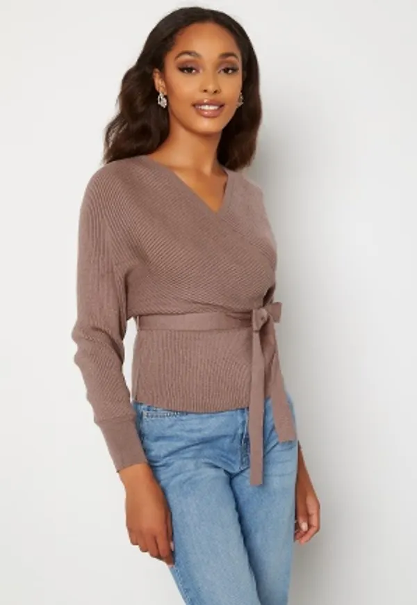 Blue Vanilla Double V Rib Jumper Taupe L (UK14)