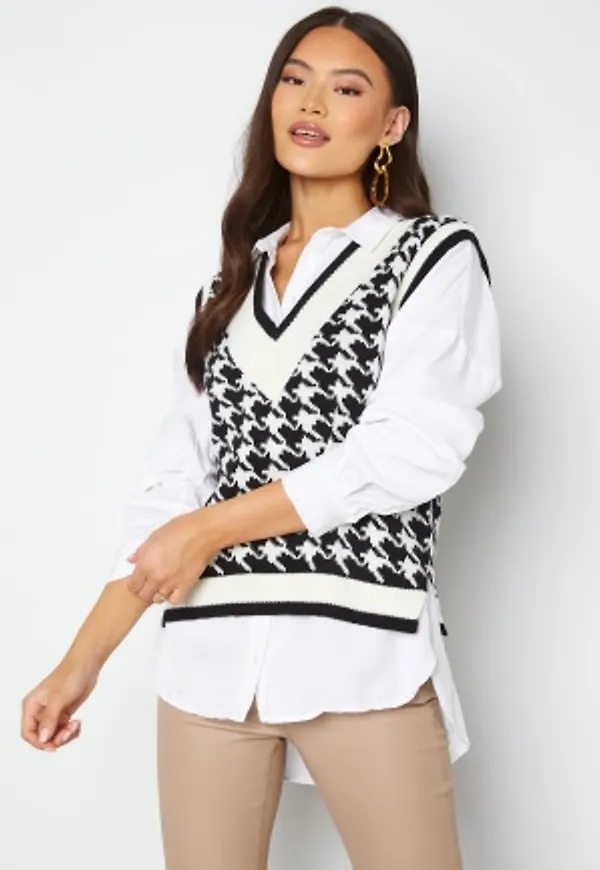 JDY Berte Jacquard Vest Cloud Dancer W Black L