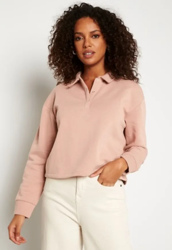 Pieces Hosanna LS Polo Top Fawn L